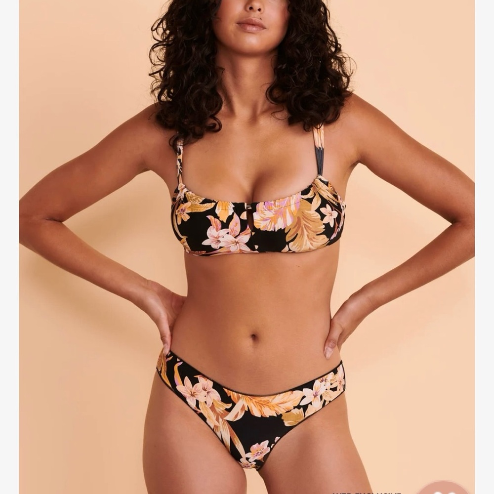 Rip Curl Black and Flowered Bikini Set NWT